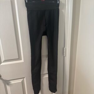 Black High-Waisted fleece leggings color tan